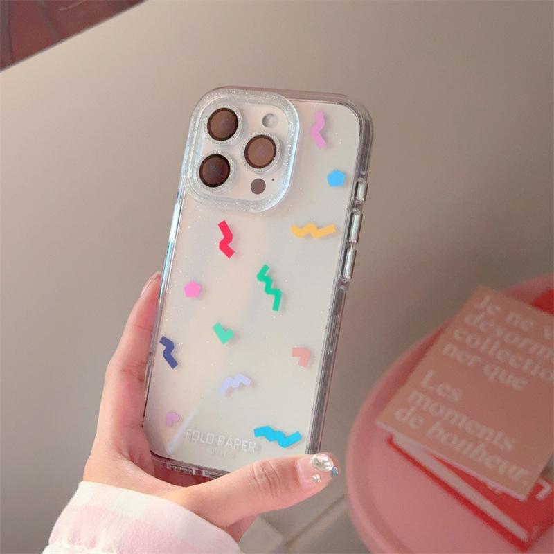 

Simple Transparent Fine Glitter Ribbon for iPhone 17 Pro Max, Apple 16, 15/14, Double Layer 13 Case 13