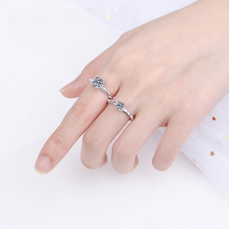 GRA-zertifizierter echter Moissanit-Ehering, 1 CT, 18 Karat Weißgold plattiert, Diamant-Versprechensringe, Brautring, edler Schmuck für Frauen