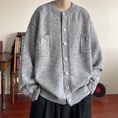 Japanese Retro Lazy Style Sweater for Men Spring and Autumn New Versatile Casual Simple Couple Knitted Cardigan Jacket