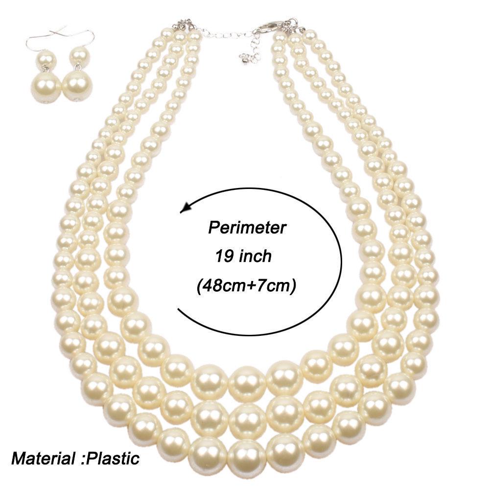 Exaggerated Multi-Layer Pearl Clavicle Necklace for Women (6410)