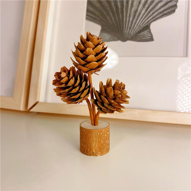 

Forest Pinecone Table Decor Wabi Sabi Style Three Head Round Handmade DIY Ornament for Home Office Desktop Atmosphere