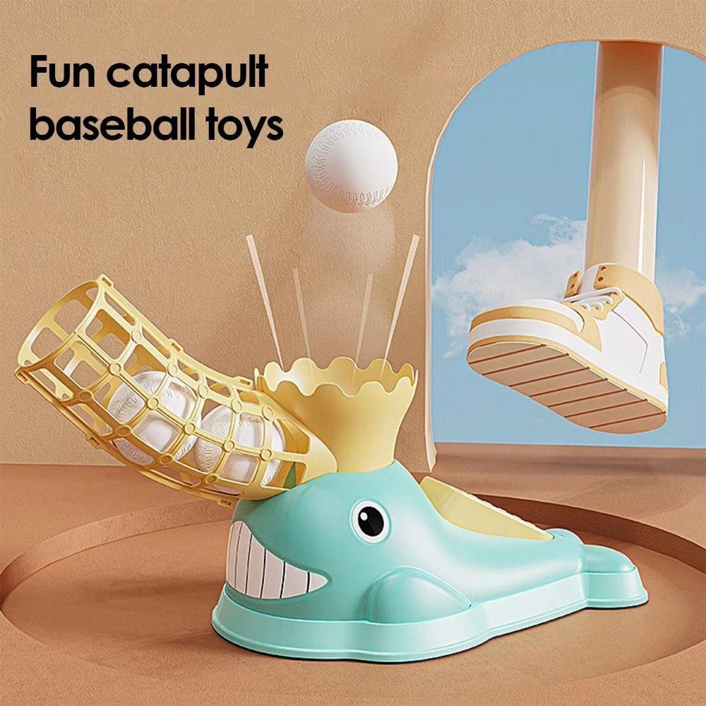 Cartoon Whale Baseball Pitching Machine with Ball Baseball Launcher  Parent-Child Interaction