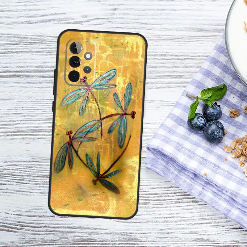 Dragonfly Insect Pattern Cover For Samsung Galaxy A15 A25 A35 A55 A53 A33 A13 A52 A32 A12 A51 A71 A14 A34 A54 Case
