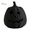 Black Braided Halloween Prop Handwoven Pumpkin Basket with Witch Hat Lid, Rustic Wicker Trick Fall Housewarming Gifts or Treat Bucket for Indoor