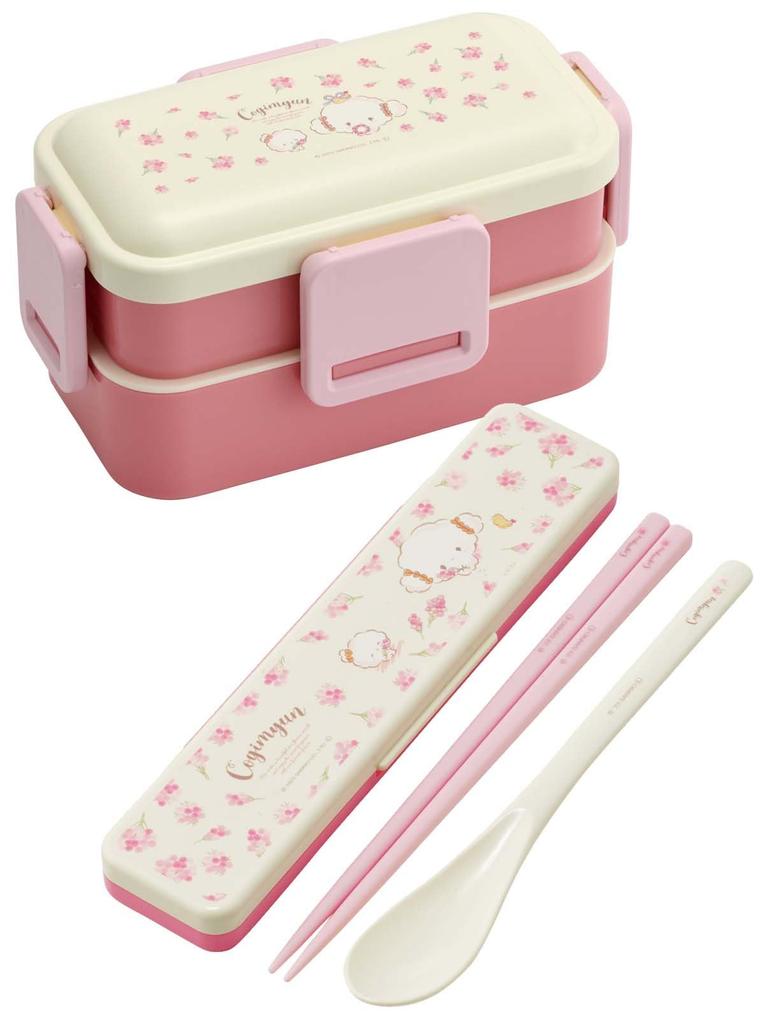 Skater Bento Box, 2-Tier, 600ml, for Women, Made In Japan, with a Soft Dome-Shaped Lid, Dishwasher and Microwave Safe, Sanrio Kogyumin Flower Wreath