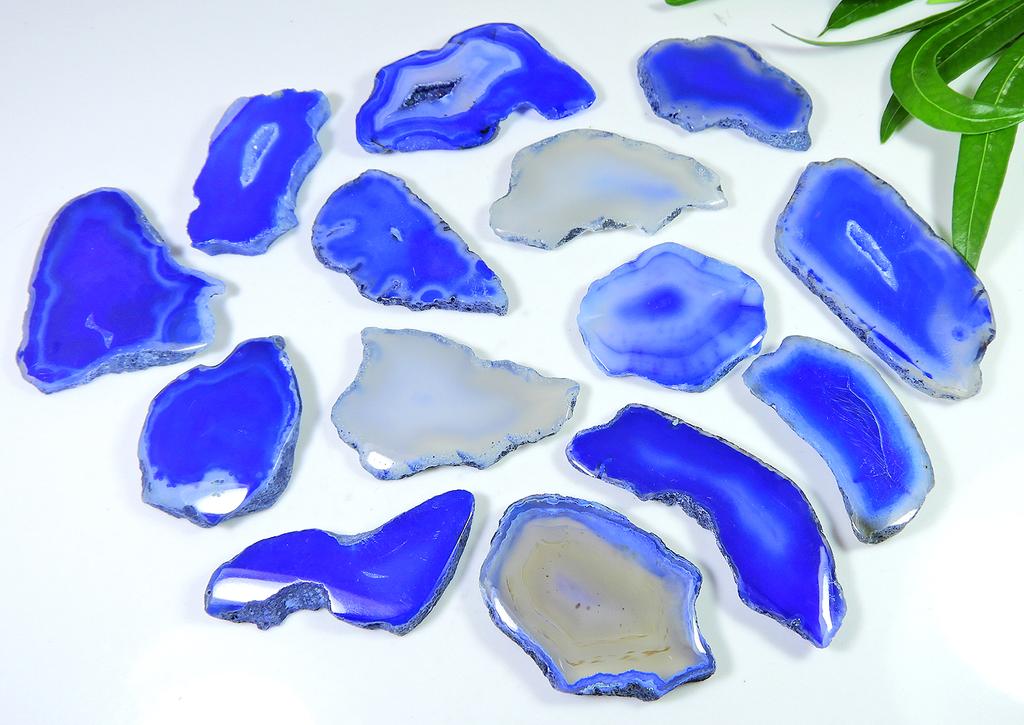 585Cts. Dyed Slice Druzy Agate Flat Back Loose Gemstone Cabochon Lot 14Pcs GN-11