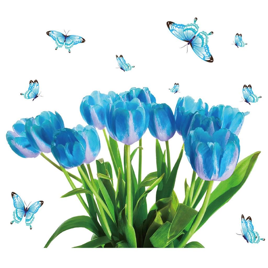 Luminous Blue Tulips Wall Sticker
