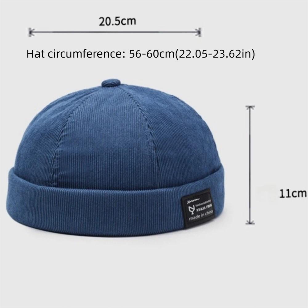 Fashion Hip Hop Beanie Street Hat Casual Corduroy Brimless Docker Cap Adjustable Letter Vintage Dome Hat Outdoor