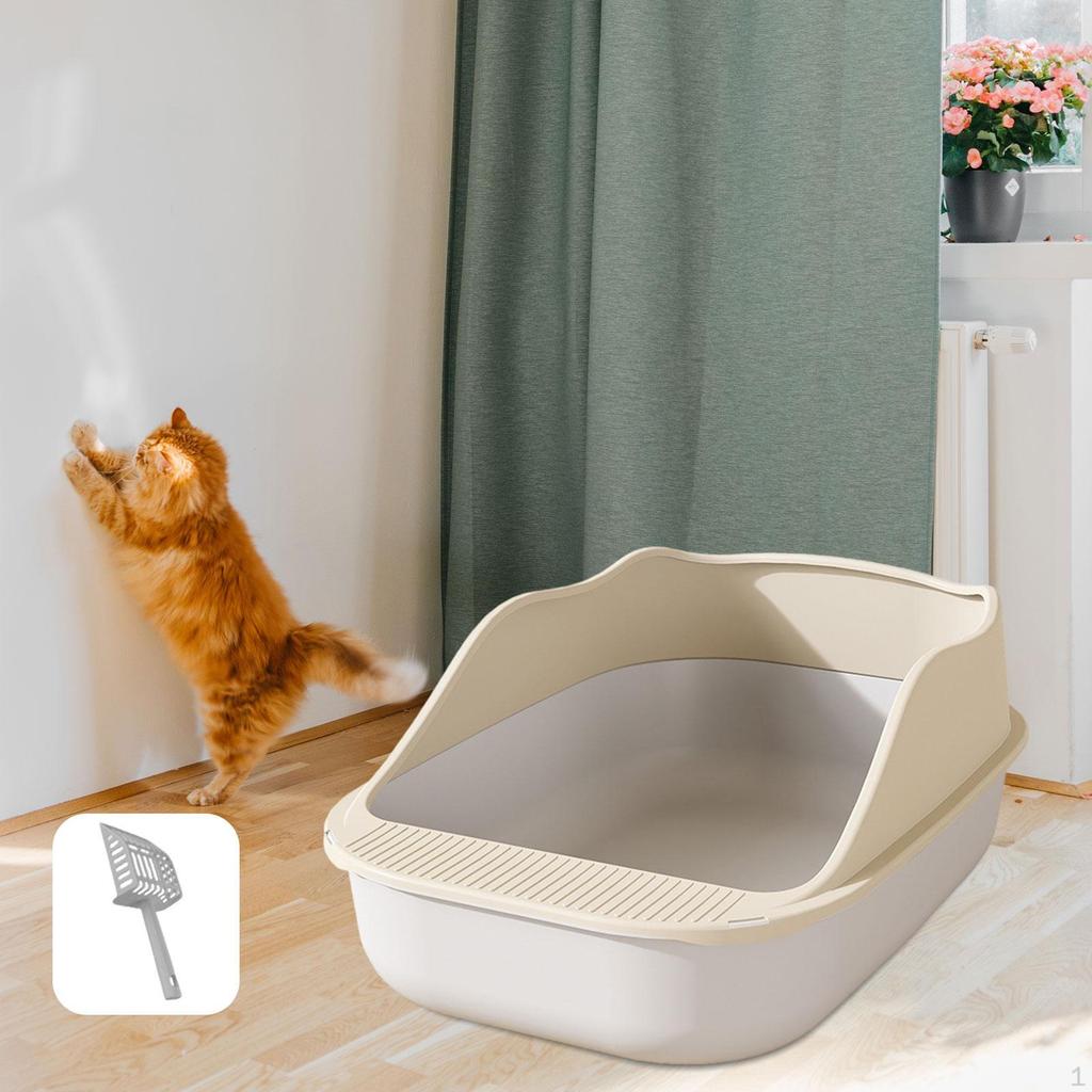 Katzenklo Kittenwanne Spritzschutz Töpfchen Abnehmbarer Rahmen mit Schaufel Groß