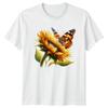 Butterfly Sunflower Nature Floral Mens Womens Tee Graphic Unisex T-Shirt