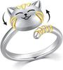 Rotating Two-Color Cat Stress Relief Ring