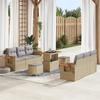 VidaXL 9-Piece Garden Sofa Set with Beige Cushions Rattan Acacia 3363132