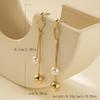 Gold Color Tassels Earring Creative Imitation Pearl Splicing Copper Long Chain Earrings Women Girls Vintage Minimalist Jewelry