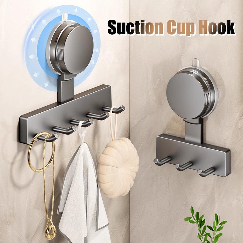 Suction Cup Hooks Punch-Free Wall Mounted Storage Rack For Coat Clothes And Towel Rack Space Saving Strong Load-Bearing Capacity