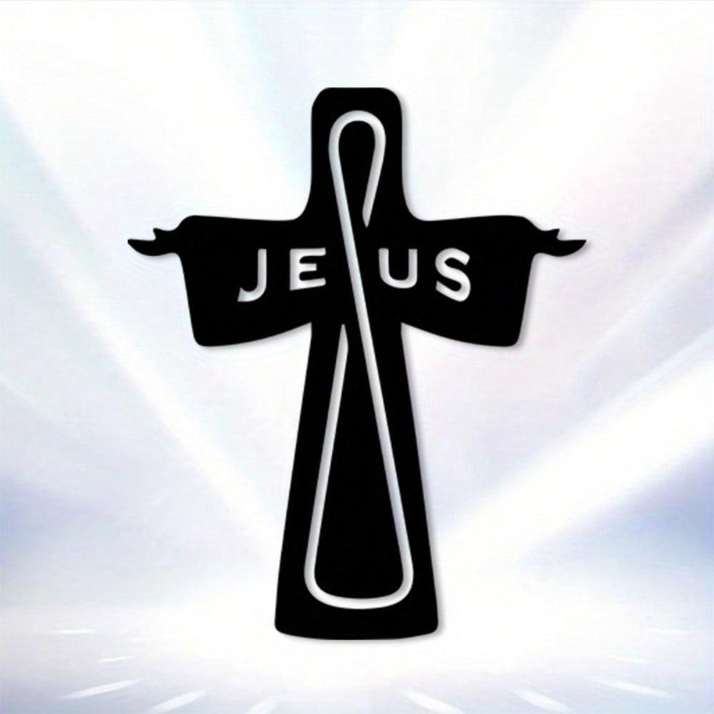 Modern Metal Cross Wall Art Sculpture Vintage Jesus Figure Christian Home Church Easter Gift Indoor Decor