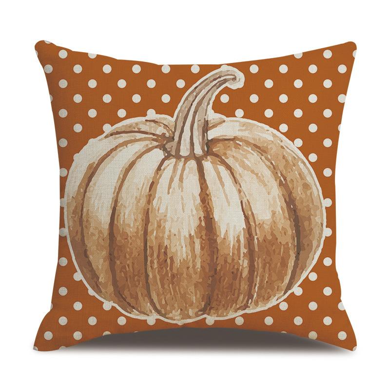 Thanksgiving Linen Pillowcase Autumn Pumpkin Print Pillow Cushion Cover
