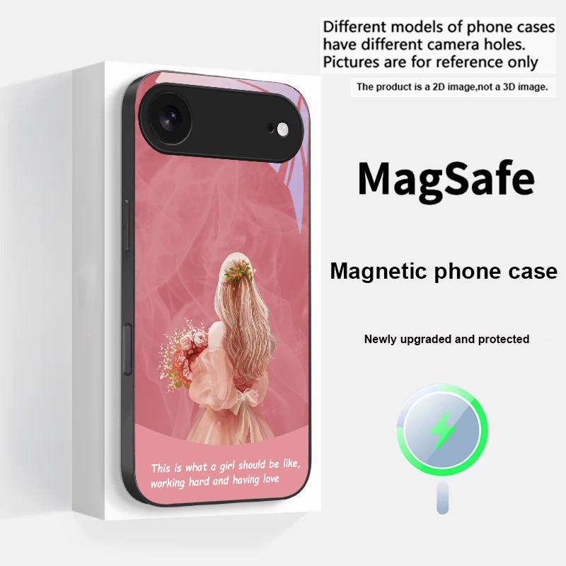 The Girl Holding Flowers For iPhone 17 Pro Max 16 E 15 14 13 Plus 12 Mini 11 17 Air XR Xs Max 7 Plus Magsafe Glass Phone Case