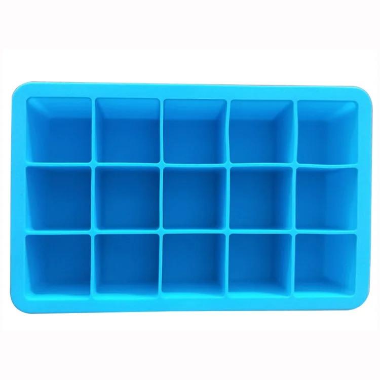

15 Grid Ice Cube Mold Silicone Big Square Ice Cube Tray Mold Ice Cube Maker Durable for Whiskey Cocktail Coffee Accessories синий