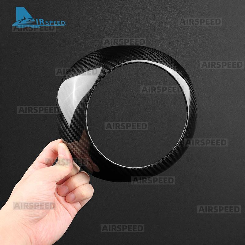 Real Dry Hard Carbon Fiber Car Steering Wheel Center Sticker For Fiat 500 500C Abarth 595 595C 695 695C 2016- 2024