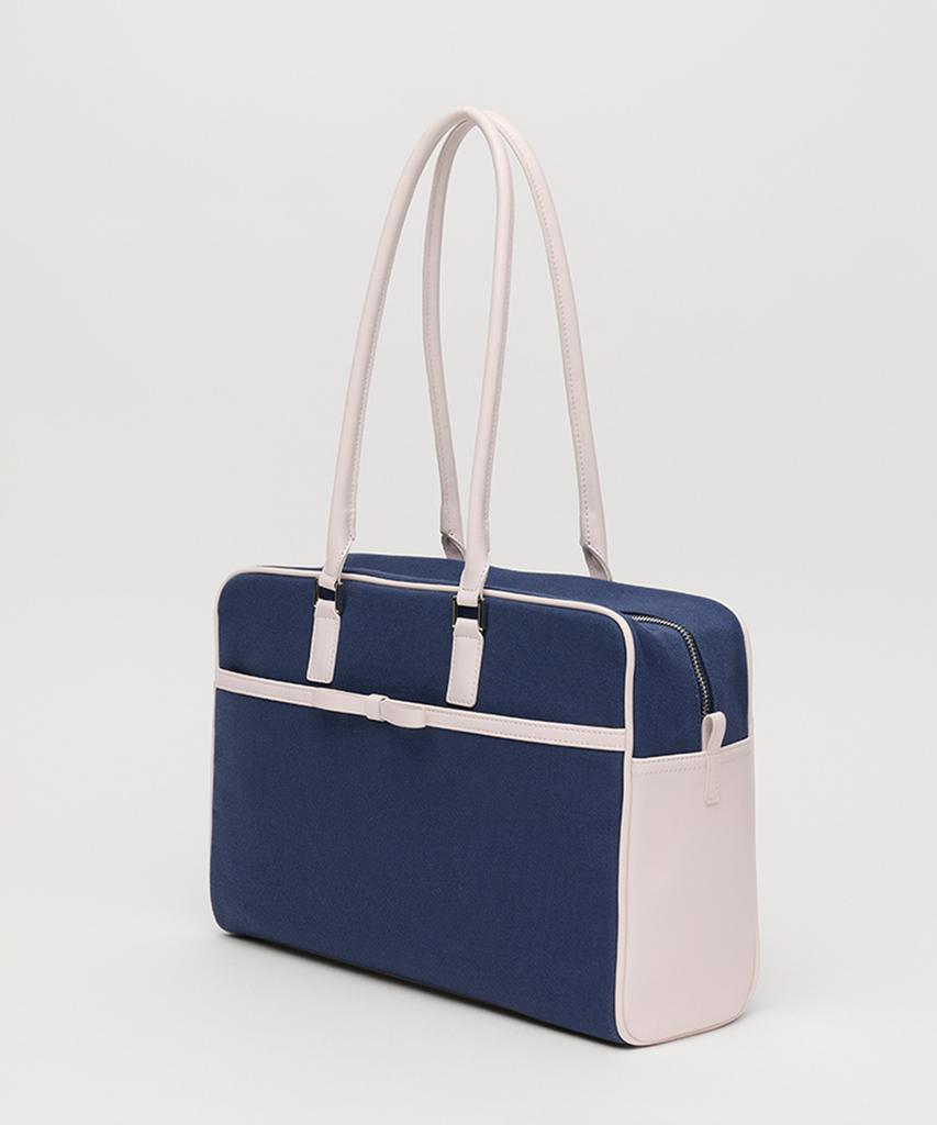 Celitails Ribbon Canvas Boston Bag_Navy