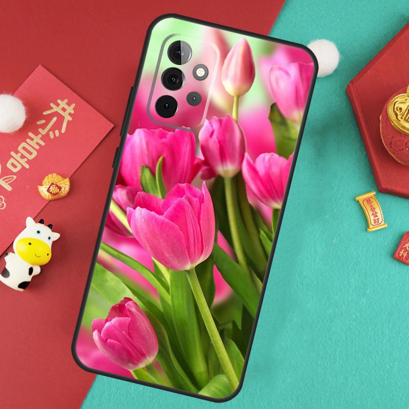 Tulips Flower Case For Samsung Galaxy A55 A35 A15 A54 A34 A14 A52 A32 A12 A13 A33 A53 A17 A16 A26 A36 A56