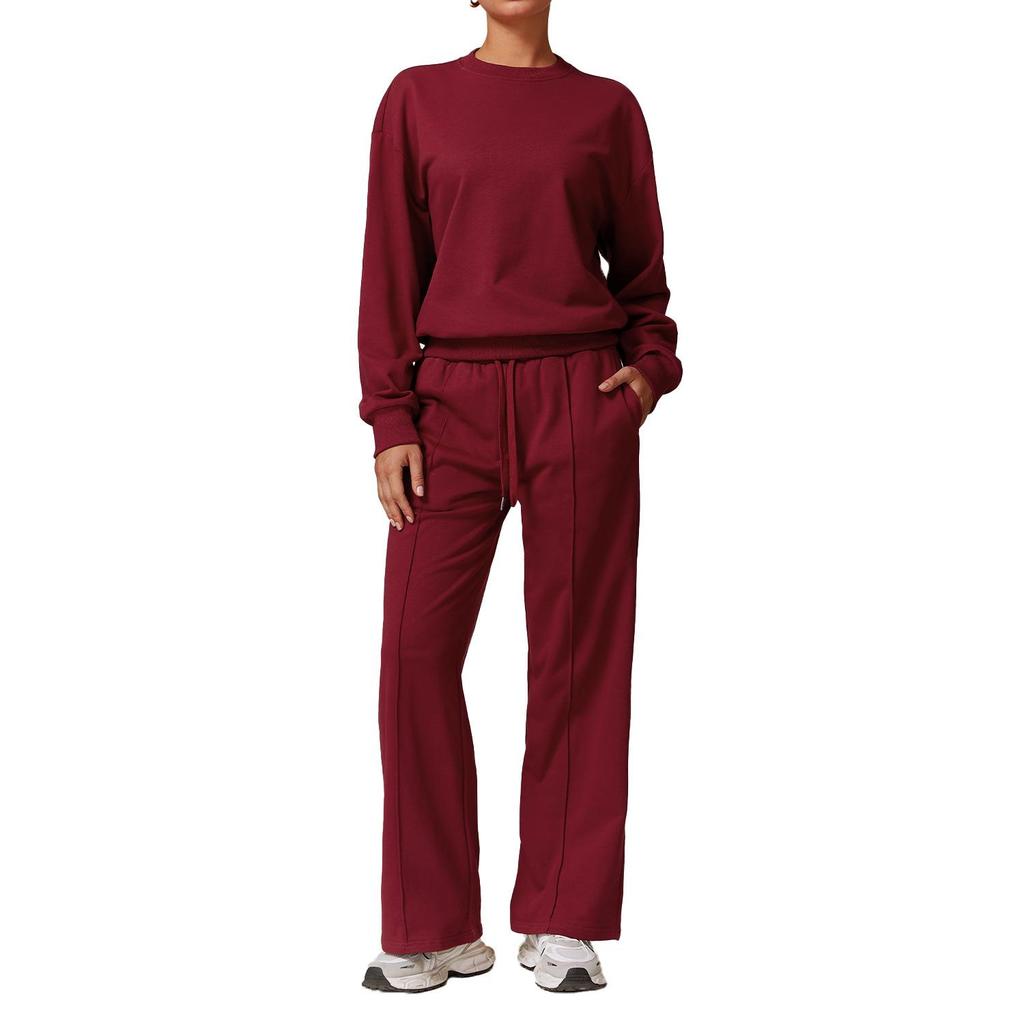Zechuang Women's High Waist Wide Leg Casual Sports Sweater Suit - Slim, Long Sleeve, Comfortable for Running & Fitness, Style 8933