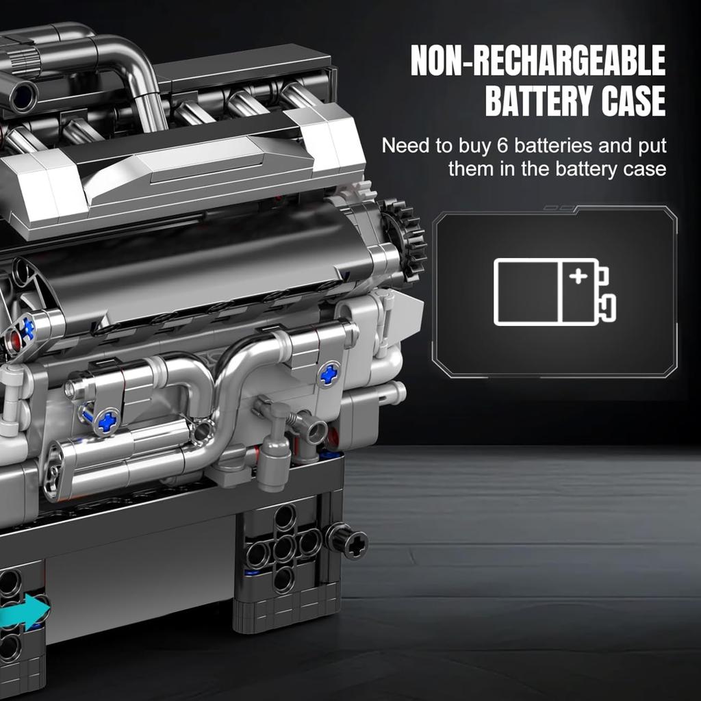 Mould King 10205 V12 Engine Building Working Car Engine STEM Educational DIY Engineering Gift for Adults and Kids Blocks, 733+ Pieces, Model, Kit,