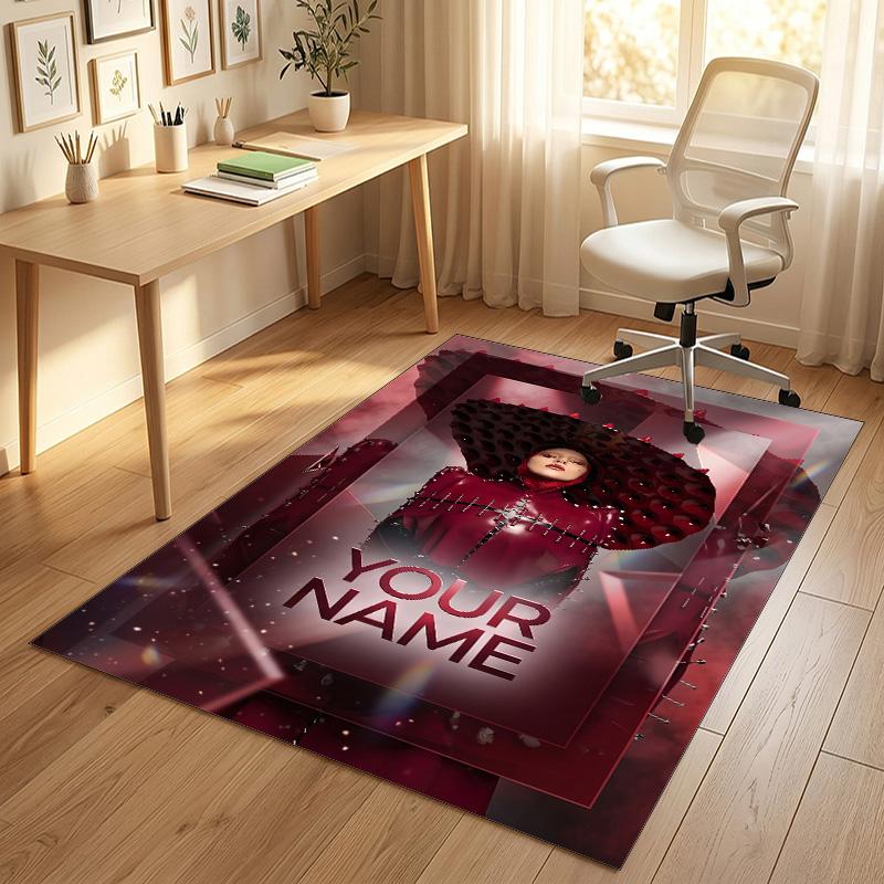 Personalized Crystal Velvet Carpet,Lady Gaga Custom Printed Name, Plush Area Rug For Home Indoor Decor