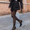 Vintage Leopard Jacquard Black Tights Women Sexy Summer Thin Nylon Pantyhose Gothic Seamless Long Stockings Hosiery