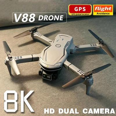 Original V88 UAV 8K Profissional 5G GPS HD Aviação ESC Câmera dupla omnidirecional para evitar obstáculos UAV Quadcopter 5000M Presente de brinquedo infantil