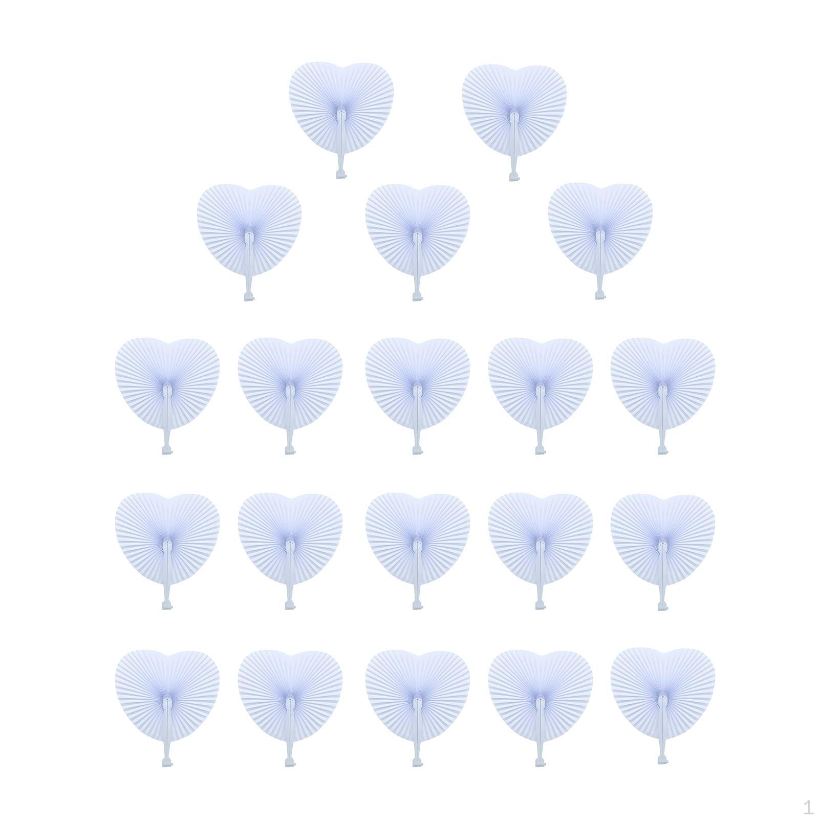 

20 шт. в упаковке ручных складных бумажных вееров, белые веера для вечеринок, карманный веер для свадьбы, сувениры, Heart