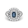 6X4MM Cushion London Blue Topaz Gemstone 925 Sterling Silver Solitaire Halo Women Engagement Ring
