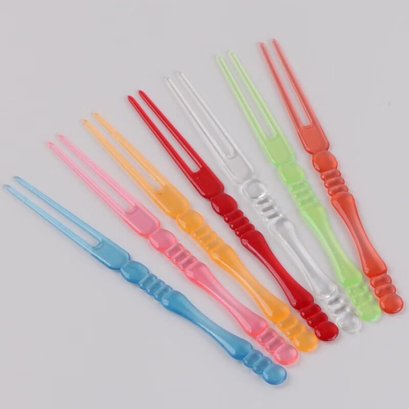 OIMG Disposable Transparent Plastic Fruit Forks