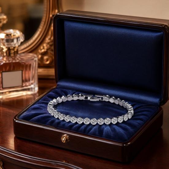 Yousheng Women Bracelet, Sparkling Cubic Zirconia Inlaid Bracelet with Claw-Setting Technology, Adjustable Chain Wristband for Jewelry