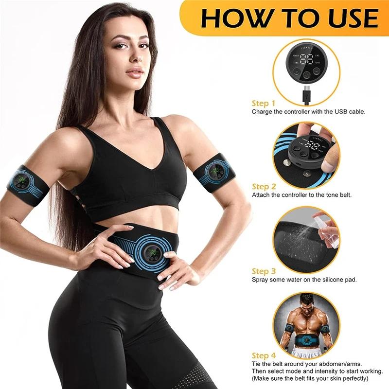 Ems Muscle Stimulator Abs Trainer Abdominal Toning Belt Muscle Toner Body Slimming Arm Leg Belly Lose Weight Fitness Massagr