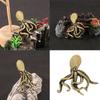Antique Finish Brasses Octopuses Miniature Statue Ornament Detailed for Living Room Study Decors Unique Collectible Art Piece
