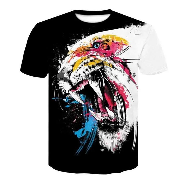 Mens T Shirt Fashion 3D Tiger Short Sleeve T-Shirt Casual Animal Pattern Tee For Outdoor Party Women Y2k t-shirts Kids Tshirt