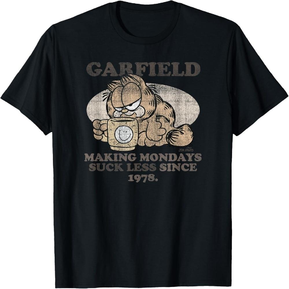 

Garfield Distressed Making Mondays Suck Less Cartoon Cat T-Shirt XXXXXL чорний