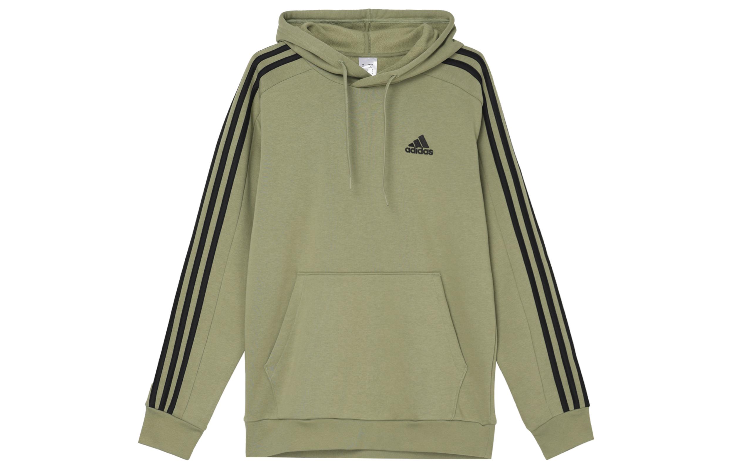 Adidas ESSENTIALS FLEECE 3 STRIPES HOODIE Stripes Design Thickened And Fleece Lined Hooded Thermal Comfortable JI6425 M
