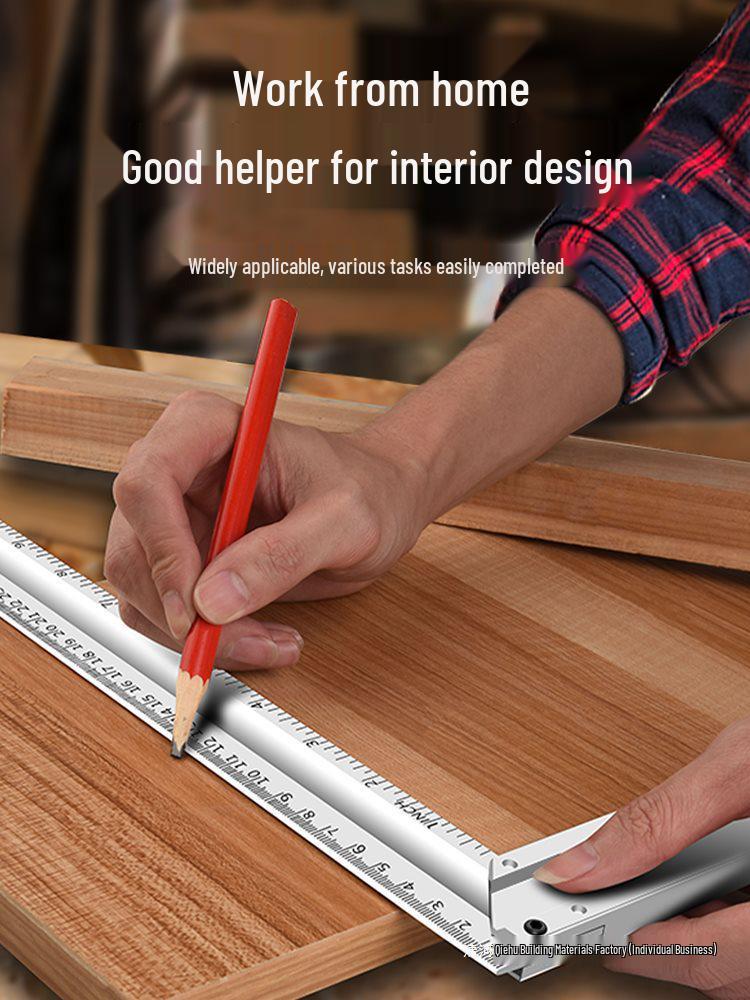 90° Aluminum Profile Corner Ruler, Multifunctional Woodworking Triangle & Steel Ruler