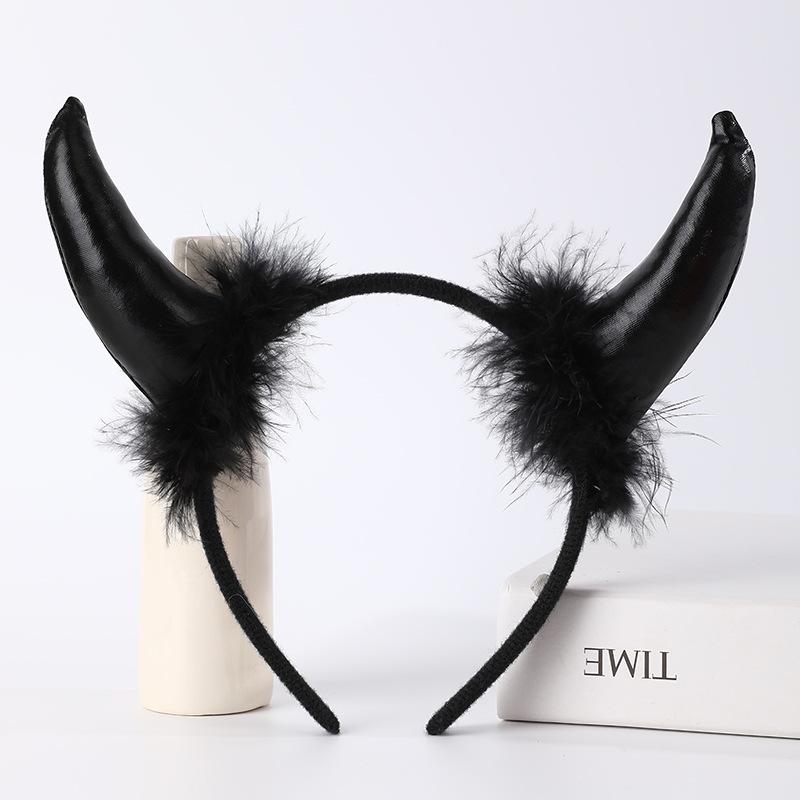 Halloween Devil Horns & Bat Headband with Feathers - Party Decoration