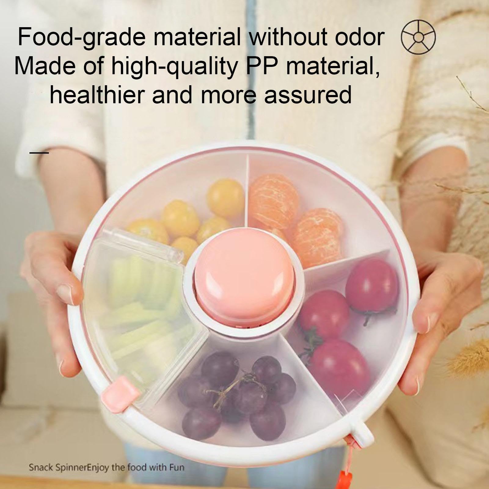 

Rotating Snackle Storage Box Container 5 Grid Divided Rotating Serving Tray with Lid for Picnics,Camping Pink