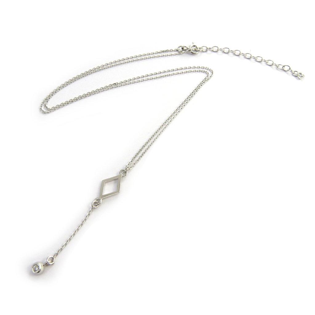 Les Trésors De Lily [N2883] - Silver Necklace 'Jeux De Cartes' (tiles) Rhodium-plated - 12x8 Mm