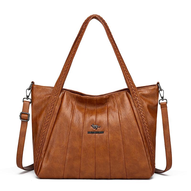 

Мягкая кожаная сумка через плечо для женщин, винтажная сумка через плечо большой емкости