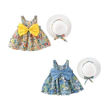 Κοριτσίστικη Καλοκαιρινή Ολόσωμη Φόρμα Αμάνικη Φόρεμα Πριγκίπισσας Σετ Καπέλο Παραλίας