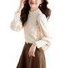 Semi-turtleneck Lace Bottoming Shirt Women's Early Autumn New Fashion Inner with Foreign Style Design Top A