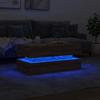 Coffee Table with LED Lights Brown Oak Effect 90 X 50 X 40 Cm