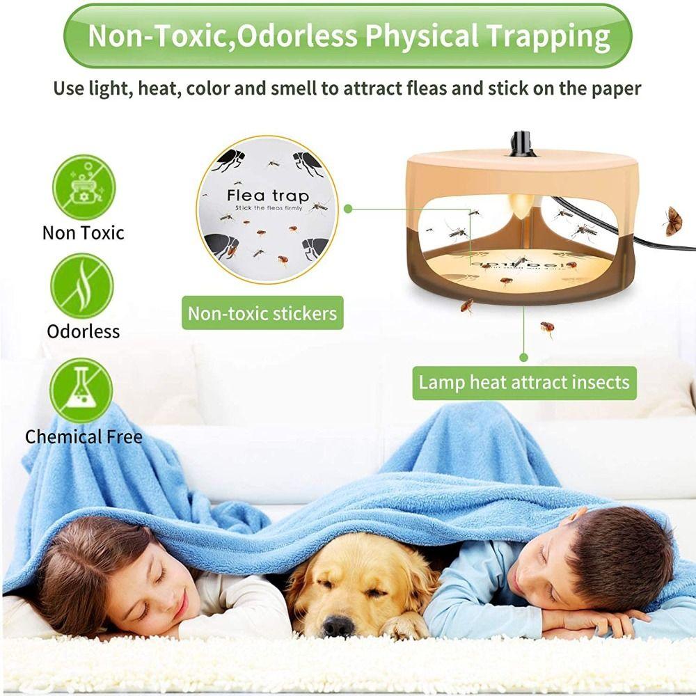 Round Shape Pest Control Capture Trap Effective Flea Trap Light Insect Catcher Indoor Use