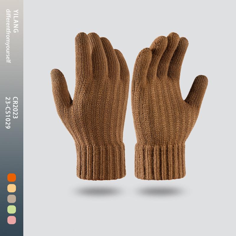 

Новые теплые мужские вязаные перчатки для защиты от холода и бархатные однотонные перчатки с разделенными пальцами и сенсорным экраном One Size