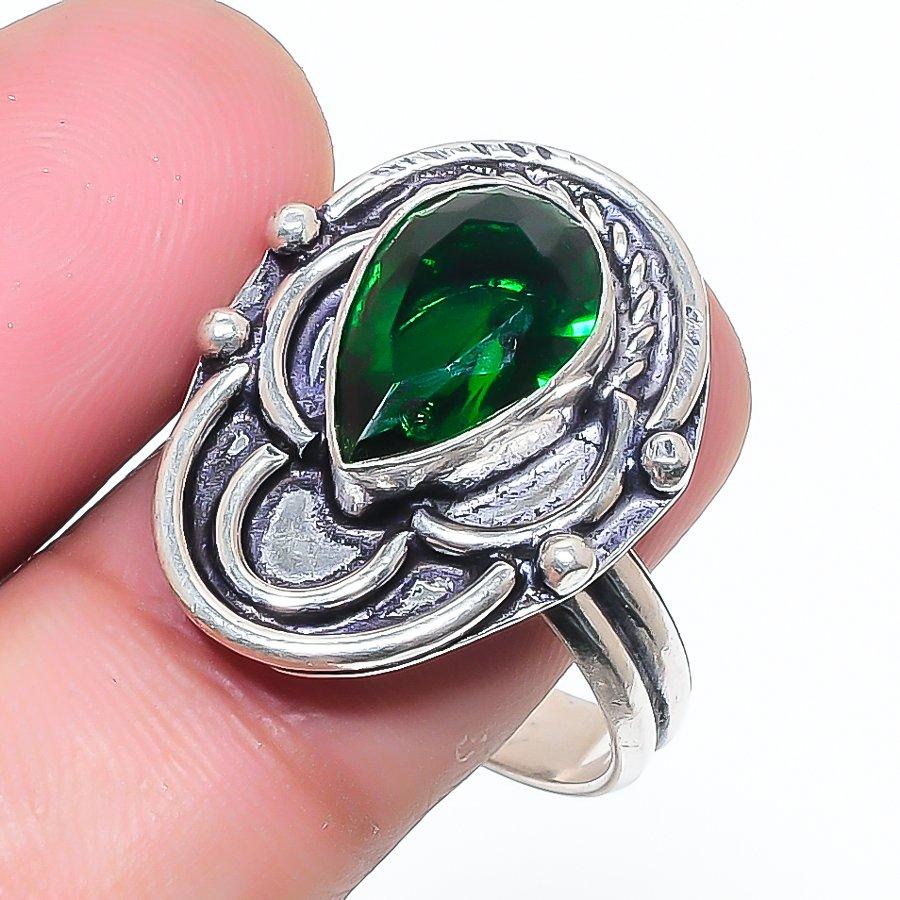 Natural Chrome Diopside Gemstone 925 Sterling Silver Jewelry Ring Size 9 AR-16907